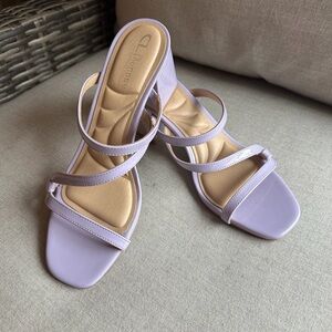 CL by Laundry Pastel Lilac Strappy Block Heel Slides